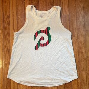 Peloton White Tank with Striped Logo